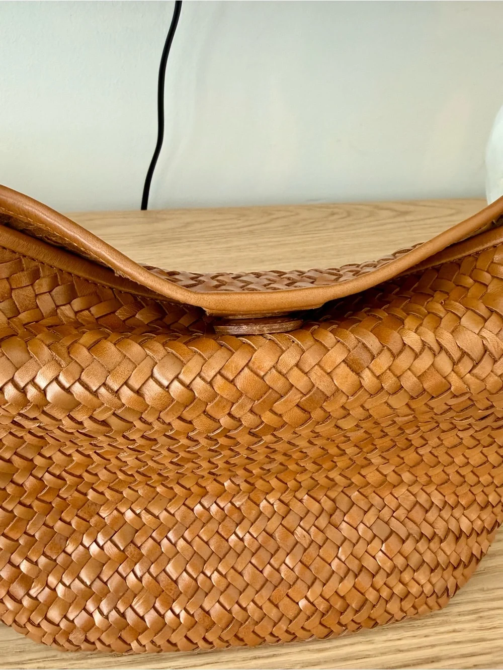NWT Madewell Woven Leather Shoulder Bag in Cognac Brown - Picture 8 of 9